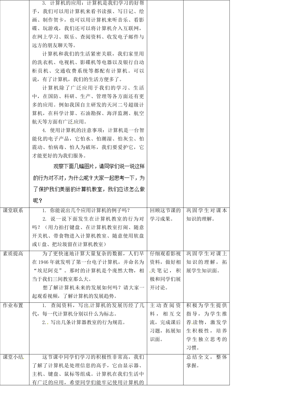 三年级信息技术上册 第1课 认识计算机教案 粤教版-粤教版小学三年级上册信息技术教案_第3页
