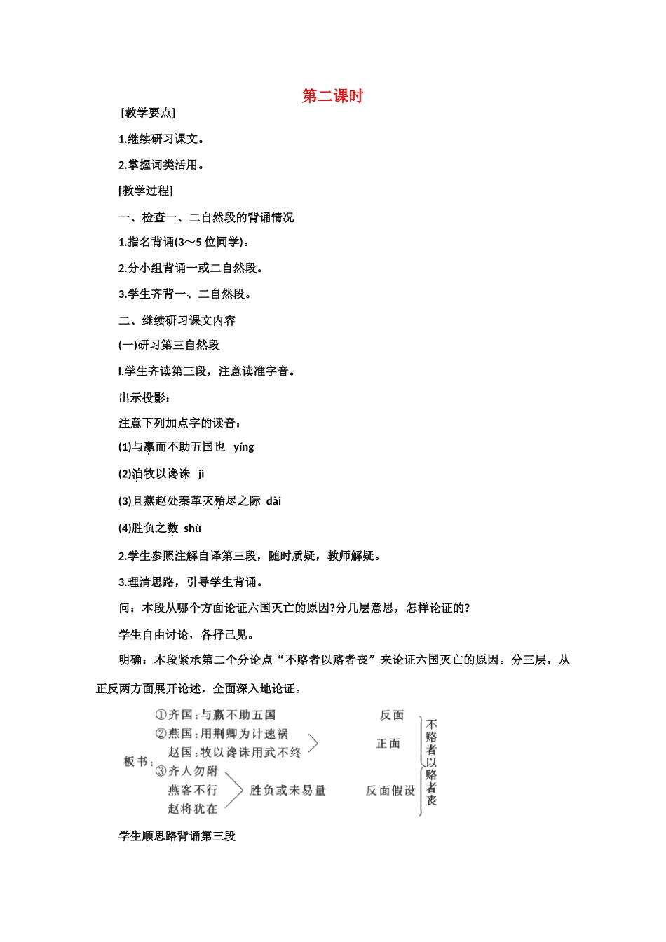 【鼎尖教案】高中语文 17六国论（第二课时） 大纲人教版第三册_第1页