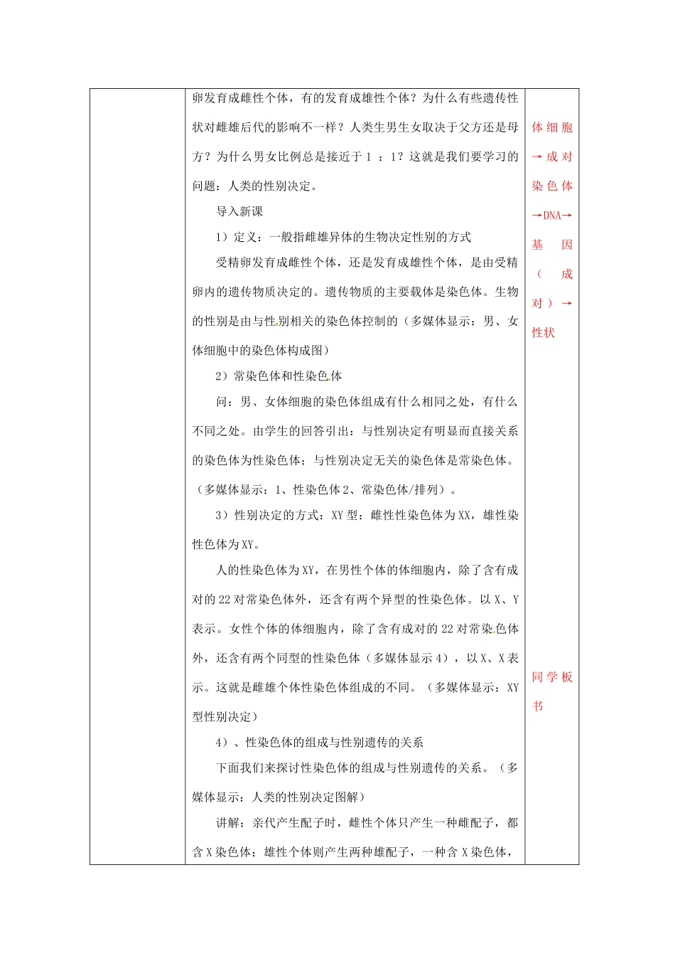 江苏省无锡市东绛实验学校八年级生物下册《21-4 生物的遗传 人类的性别决定》教学案 苏科版_第2页