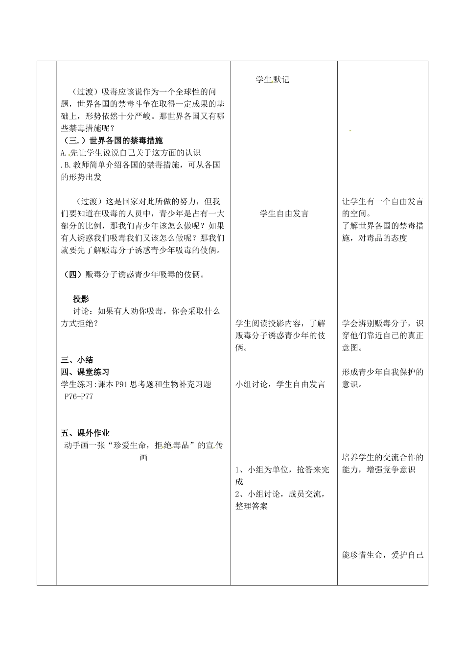 江苏省东台市唐洋镇中学八年级生物上册《19.2 拒绝毒品》教案 苏教版_第3页
