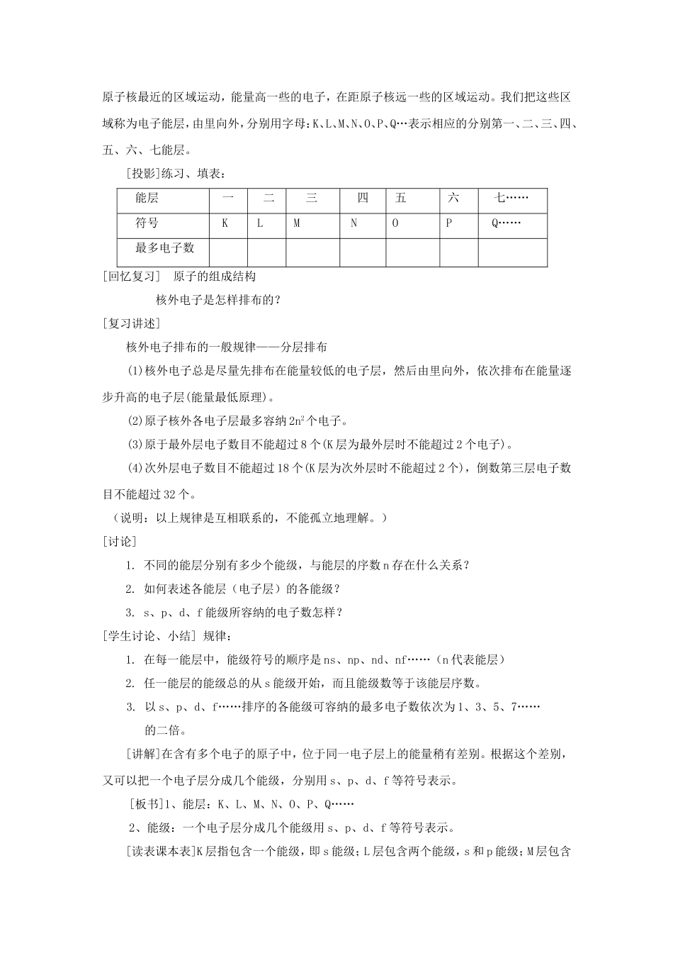 【金识源】2014年秋高中化学 1.1 原子结构教案 新人教版选修3_第3页