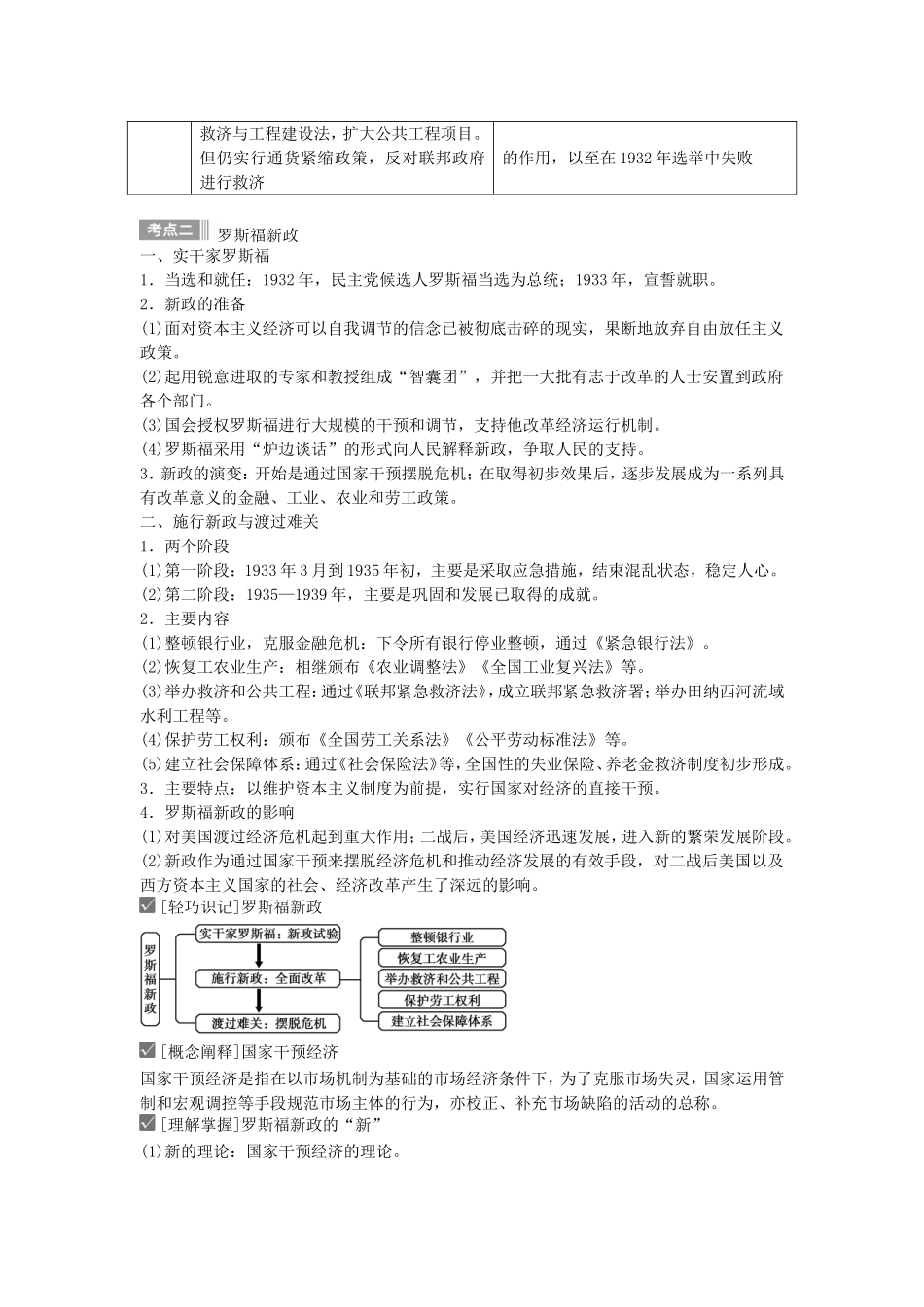 【金版新学案】2015高考历史总复习讲义 专题十第20讲“自由放任”的美国、罗斯福新政和当代资本主义的新变化 人民版_第3页