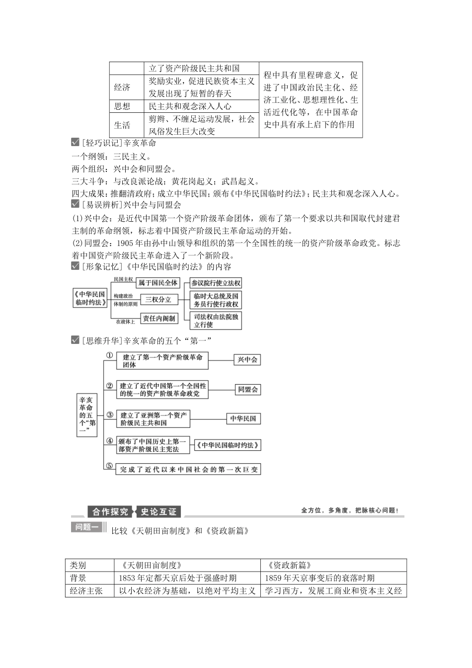 【金版新学案】2015高考历史总复习讲义 专题二第4讲 太平天国运动和辛亥革命 人民版_第3页