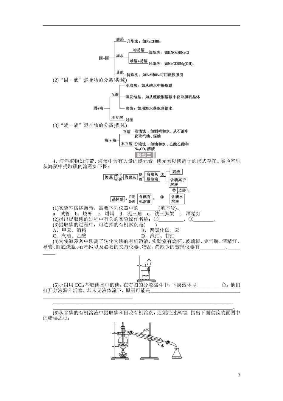 【金版新学案】2015届高考化学总复习讲义 专题九第二单元 混合物的分离与提纯 苏教版_第3页