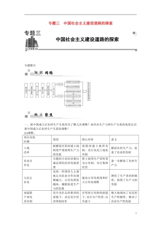 【金版学案】2014-2015学年高中历史 专题三 中国社会主义建设道路的探索专题整合 人民版必修2