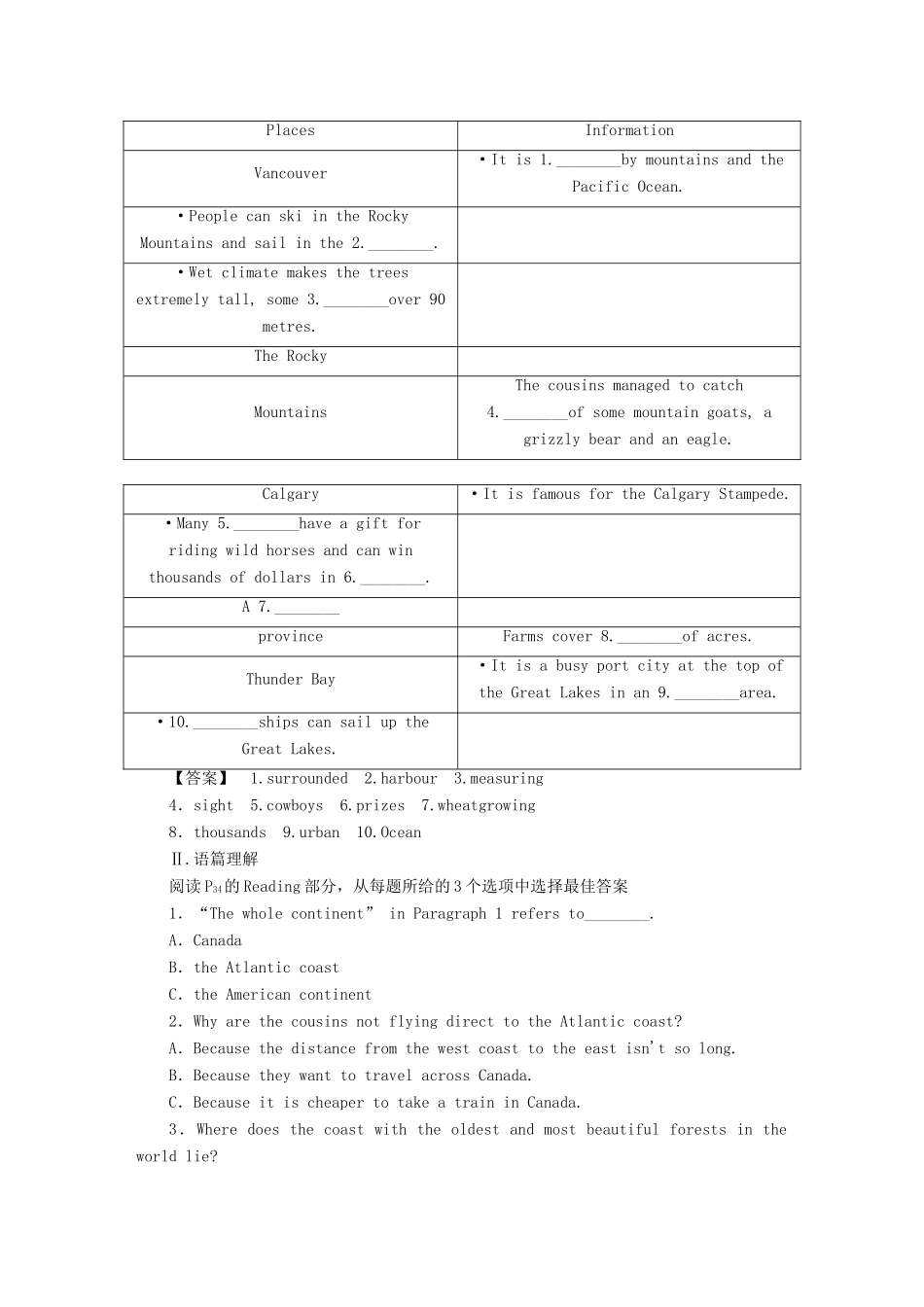 【课堂新坐标】（教师用书）2013-2014学年高中英语 Unit 5 Canada“The True North”教案 新人教版必修3_第3页