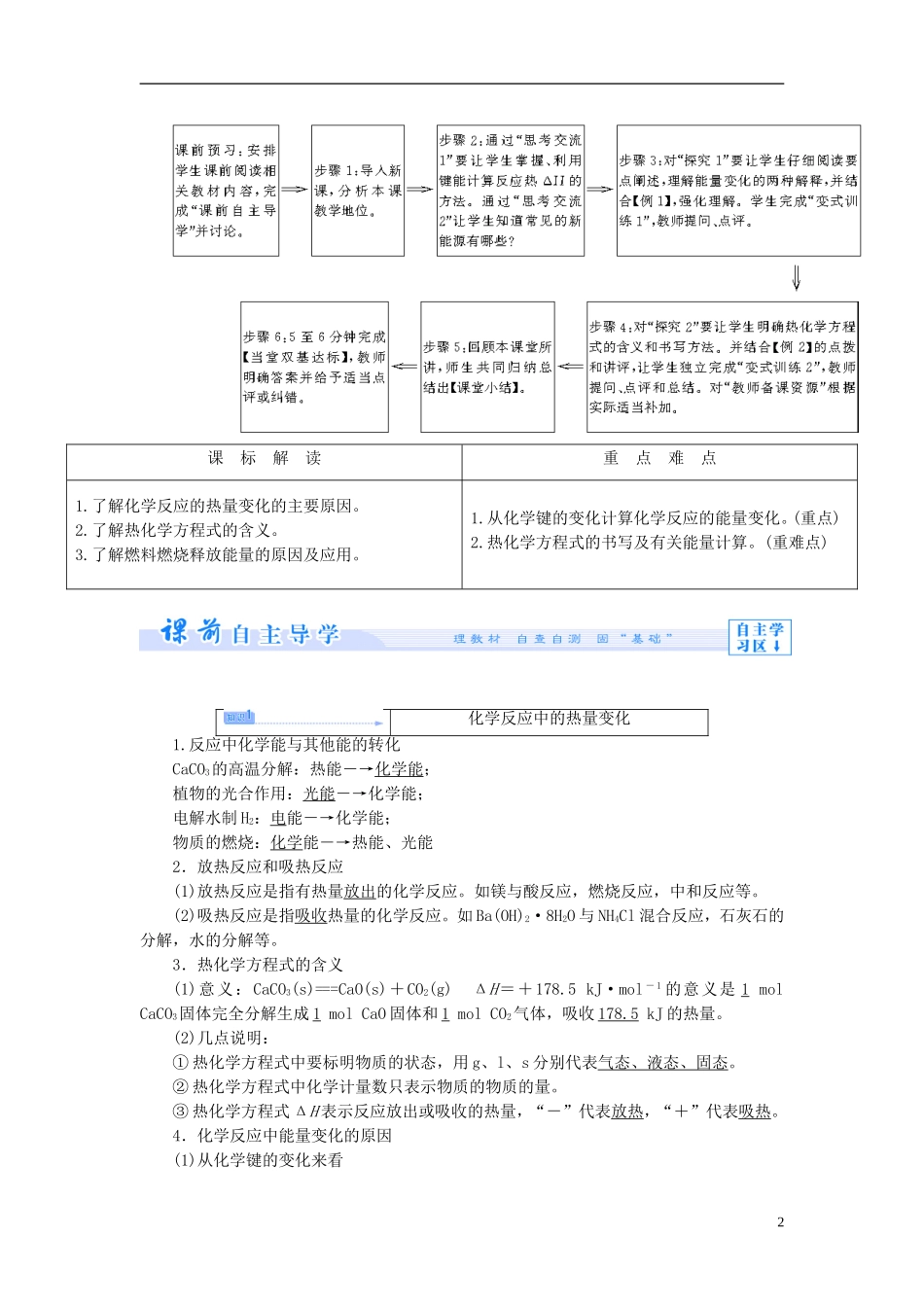 【课堂新坐标】（教师用书）2013-2014学年高中化学 专题二 第二单元 化学反应中的热量教学设计 苏教版必修2_第2页