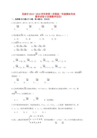 安徽省芜湖市高一数学下学期模块考试试题（A卷）-人教版高一全册数学试题