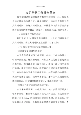 实习带队工作报告范文