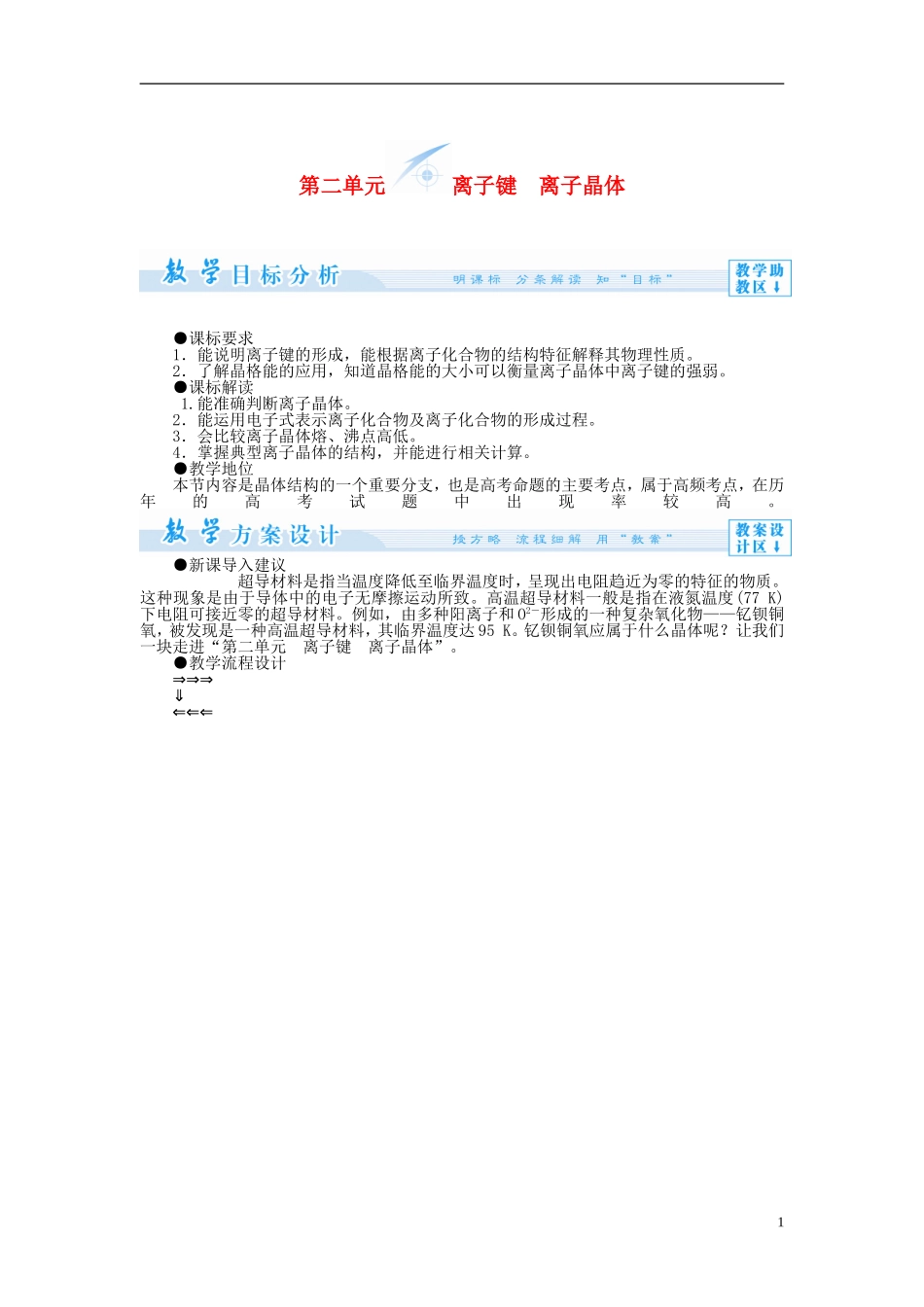 【课堂新坐标】（教师用书）2013-2014学年高中化学 专题3 第二单元 离子键　离子晶体教学设计 苏教版选修3_第1页