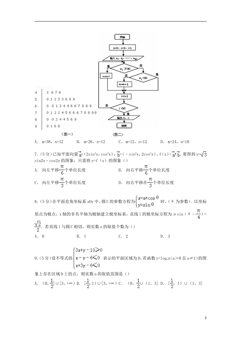 安徽省淮南一中、蒙城一中、颍上一中、怀远一中四校联考高考数学5月模拟试卷 理（含解析）-人教版高三全册数学试题_第2页