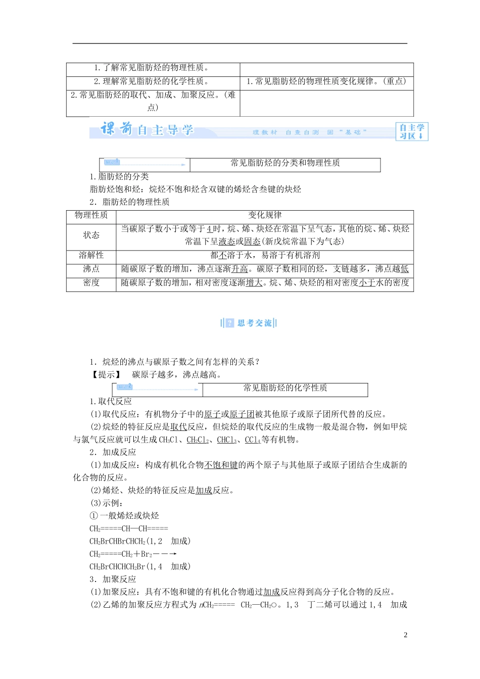 【课堂新坐标】（教师用书）2013-2014学年高中化学 专题3 第一单元 脂肪烃教案 苏教版选修5_第2页
