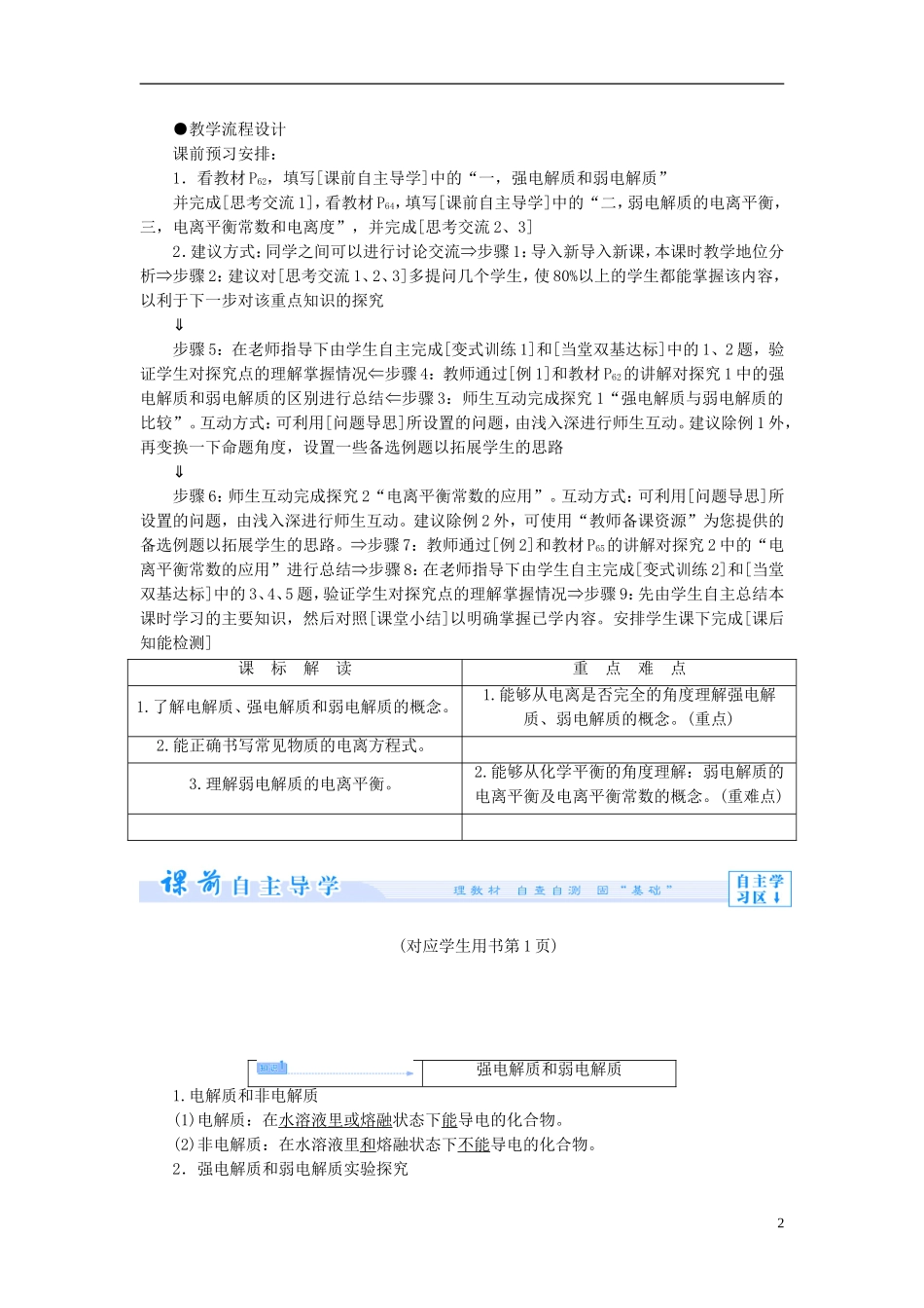 【课堂新坐标】（教师用书）2013-2014学年高中化学 专题3 第一单元 弱电解质的电离平衡教学设计 苏教版选修4_第2页
