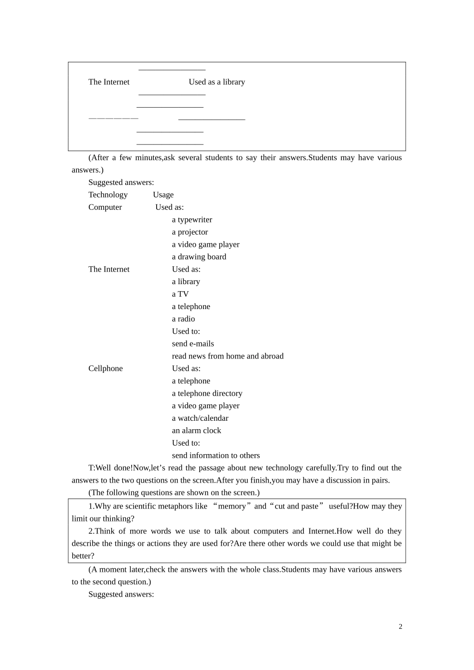 【精品】高中英语（人教大纲）第二册下：Unit18 Inventions(第四课时)_第2页