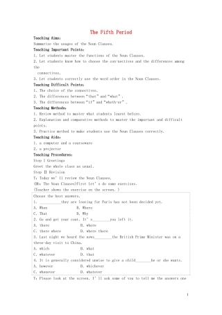 【精品】高中英语（人教大纲）第二册上：Unit6 Life in the future(第五课时)