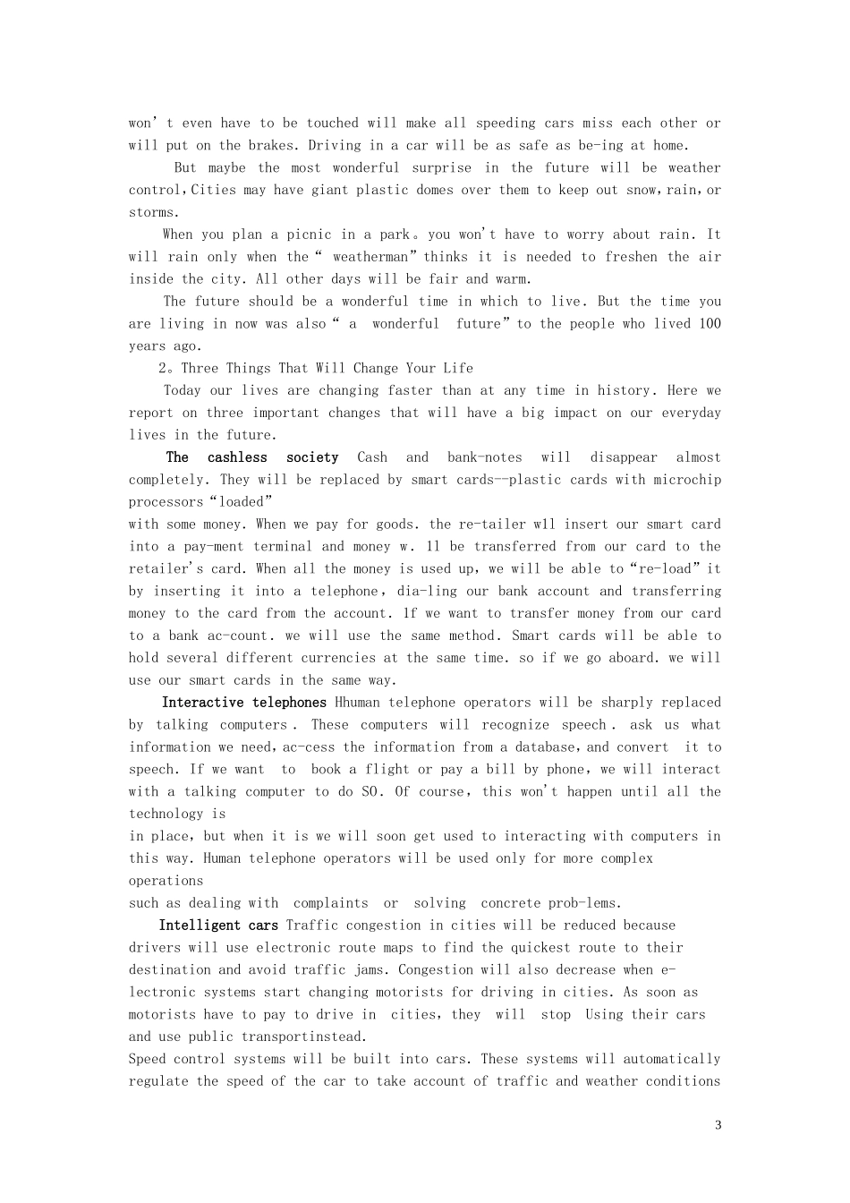 【精品】高中英语（人教大纲）第二册上：Unit6 Life in the future(第一课时)_第3页