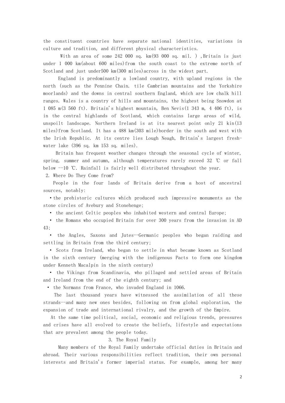 【精品】高中英语（人教大纲）第二册上：Unit5 The British Isles(第一课时)_第2页