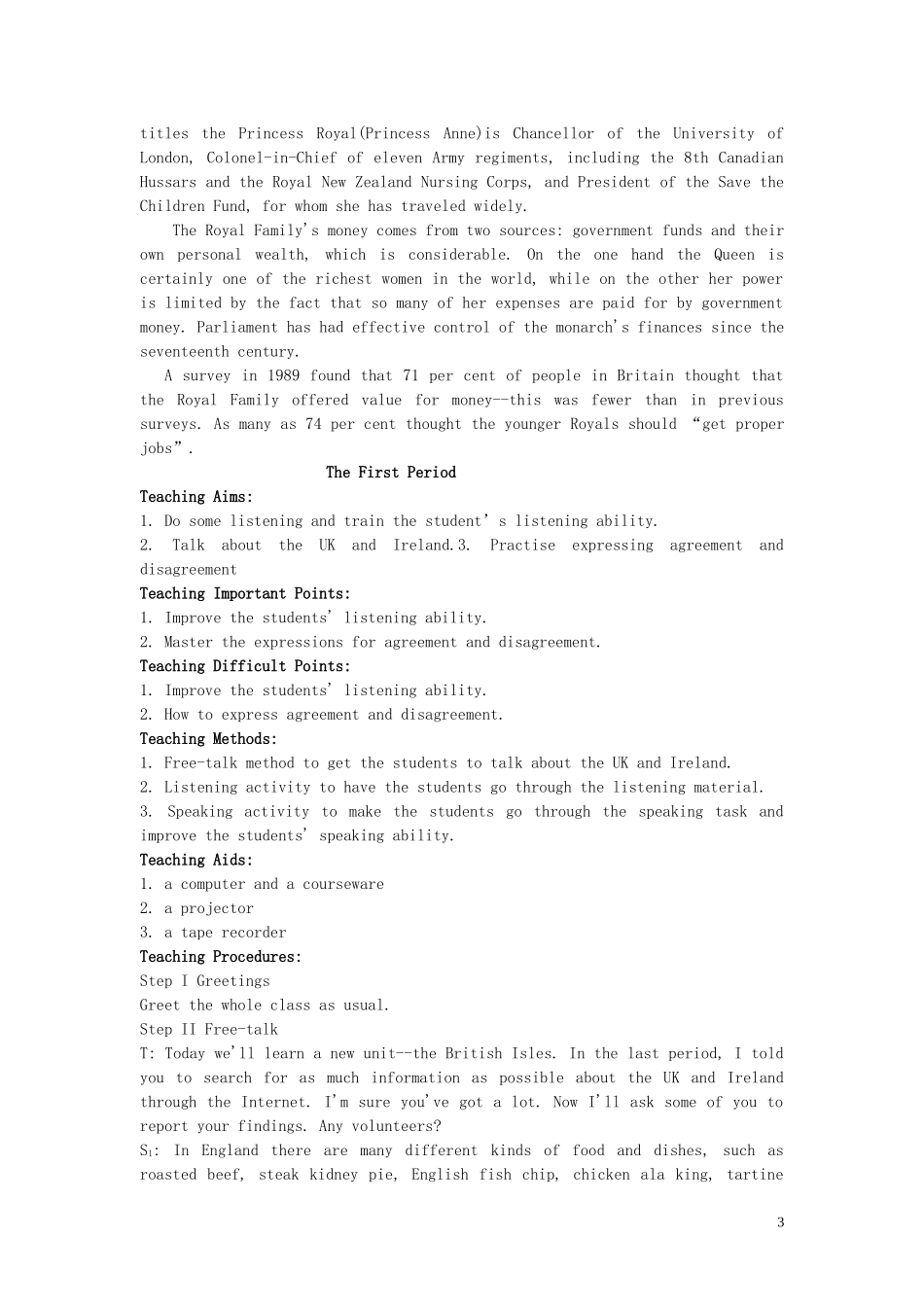 【精品】高中英语（人教大纲）第二册上：Unit5 The British Isles(第一课时)_第3页