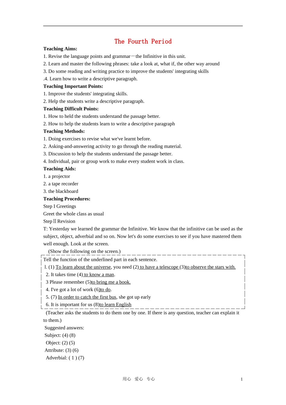 【精品】高中英语（人教大纲）第二册上：Unit1 Making a difference(第四课时)_第1页