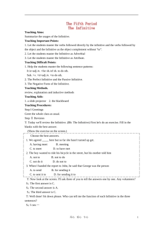 【精品】高中英语（人教大纲）第二册上：Unit1 Making a difference(第五课时)