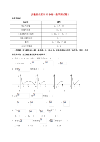 安徽省合肥市32中高一数学测试题1