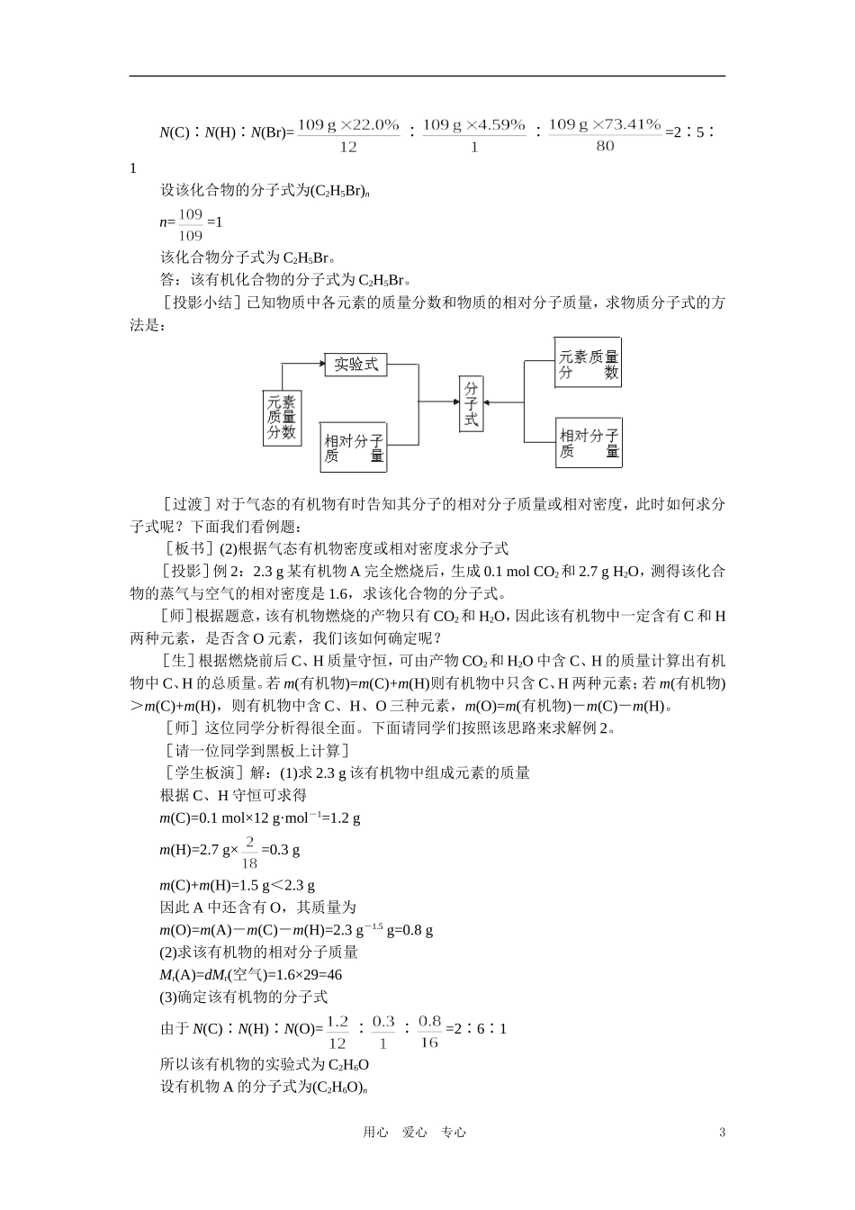 【精品】高中化学（大纲版）第二册  第六章  烃的衍生物 第三节有机物分子式和结构式的确定(第一课时)_第3页