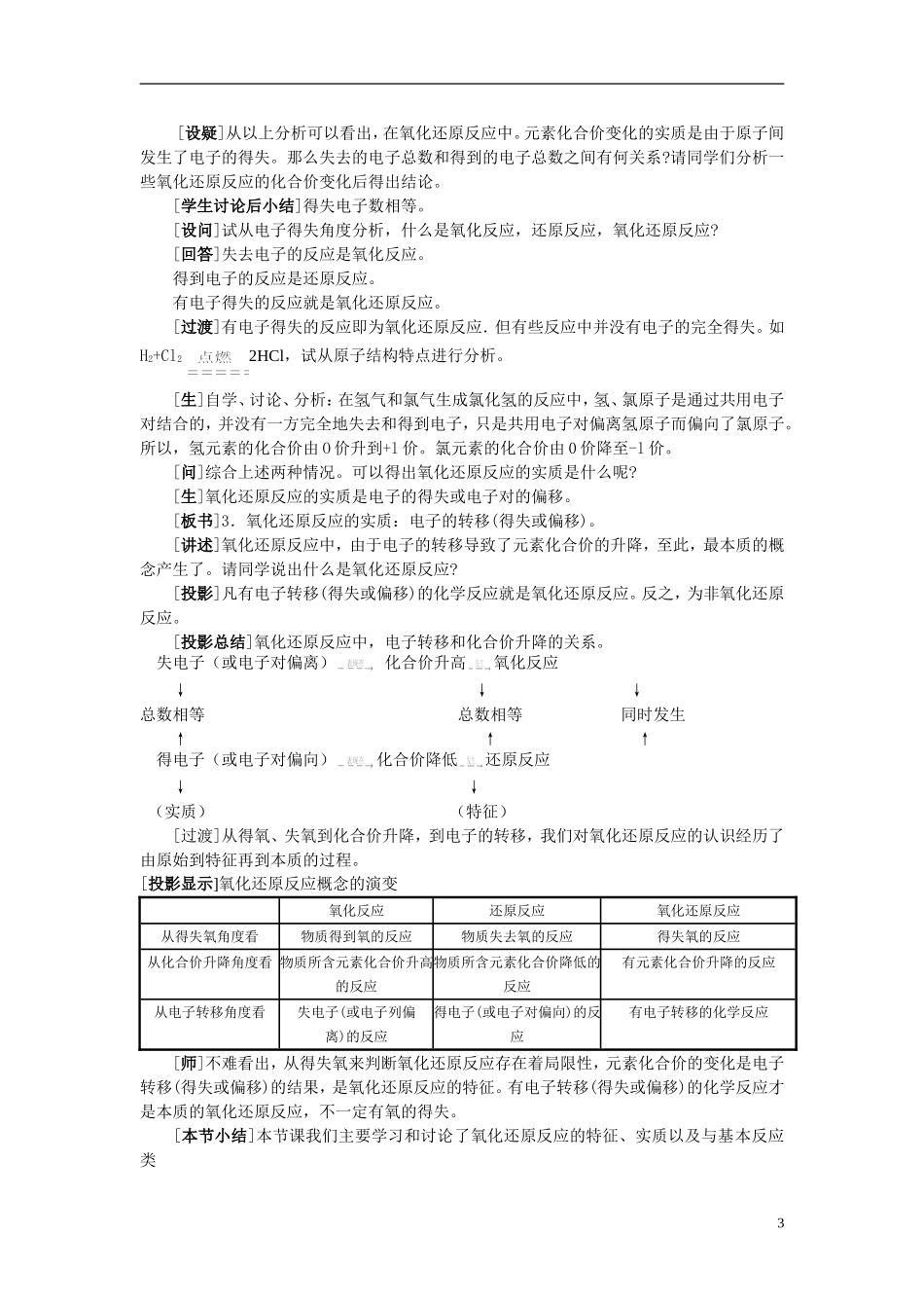 【精品】高中化学（大纲版）第一册 第一章  化学反应及其能量变化 第一节氧化还原反应(第二课时)_第3页