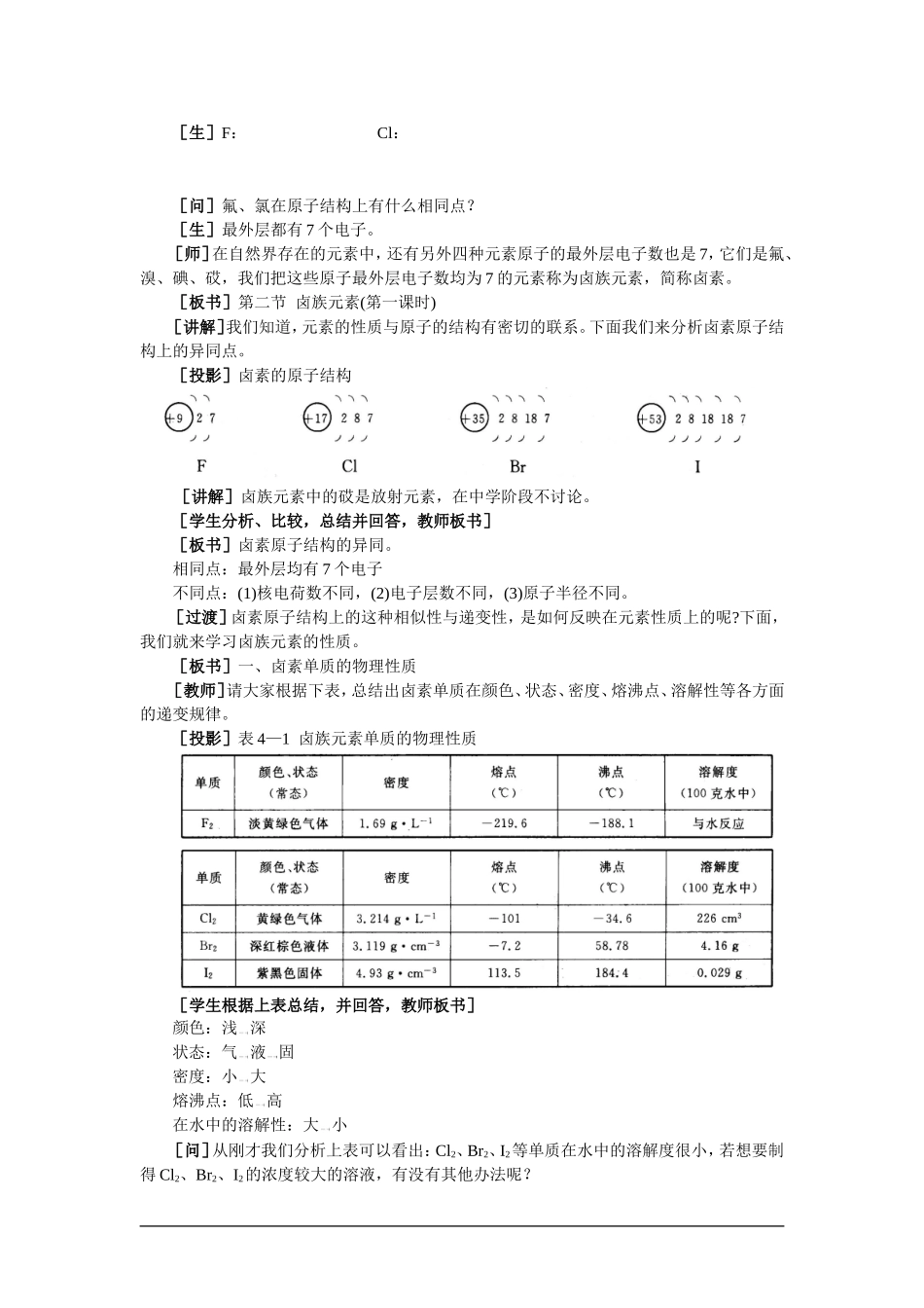 【精品】高一化学 第一册 第四章  卤  素  第二节卤族元素(第一课时)大纲人教版_第2页