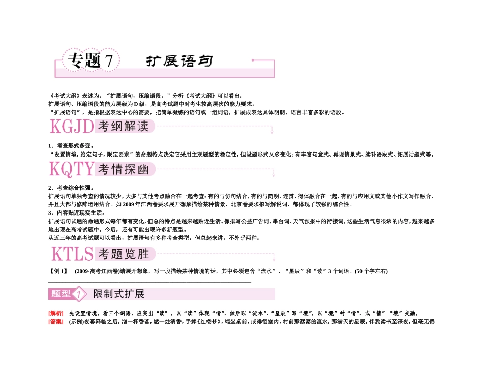 【精品】备考2011高考语文高效学习方案专题7 扩展语段_第1页