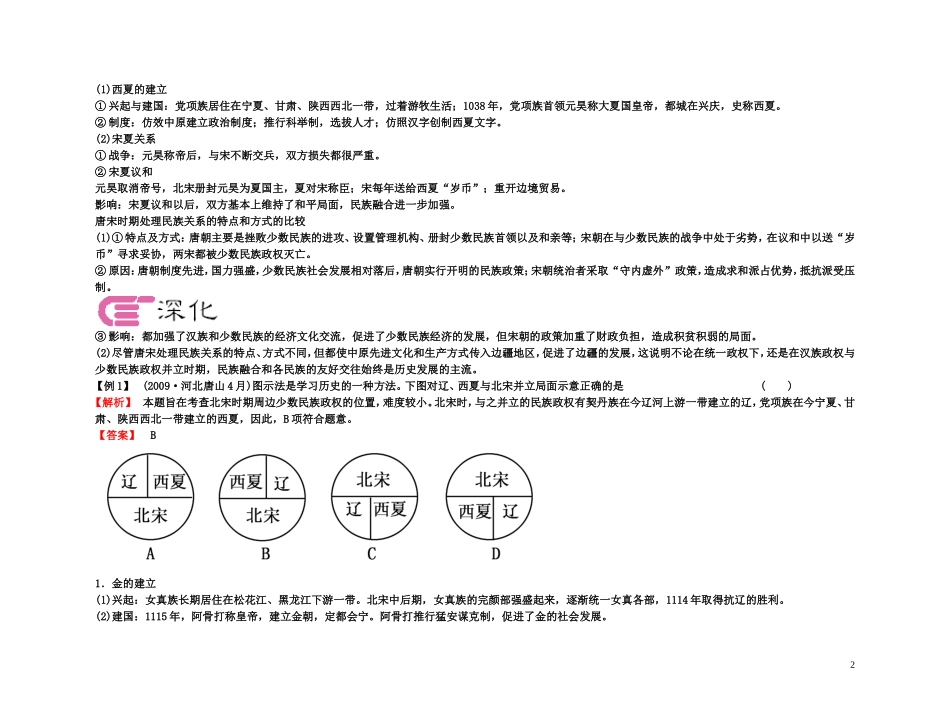 【精品】备考2011高考历史高效学习方案考点专项突破 4-2两宋时期的民族关系教案 新人教版_第2页