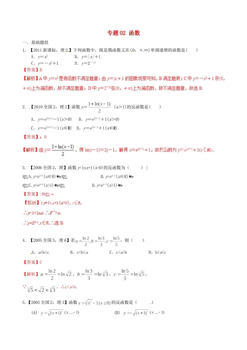 备战（新课标Ⅱ版）高考数学分项汇编 专题02 函数（含解析）理-人教版高三全册数学试题_第1页