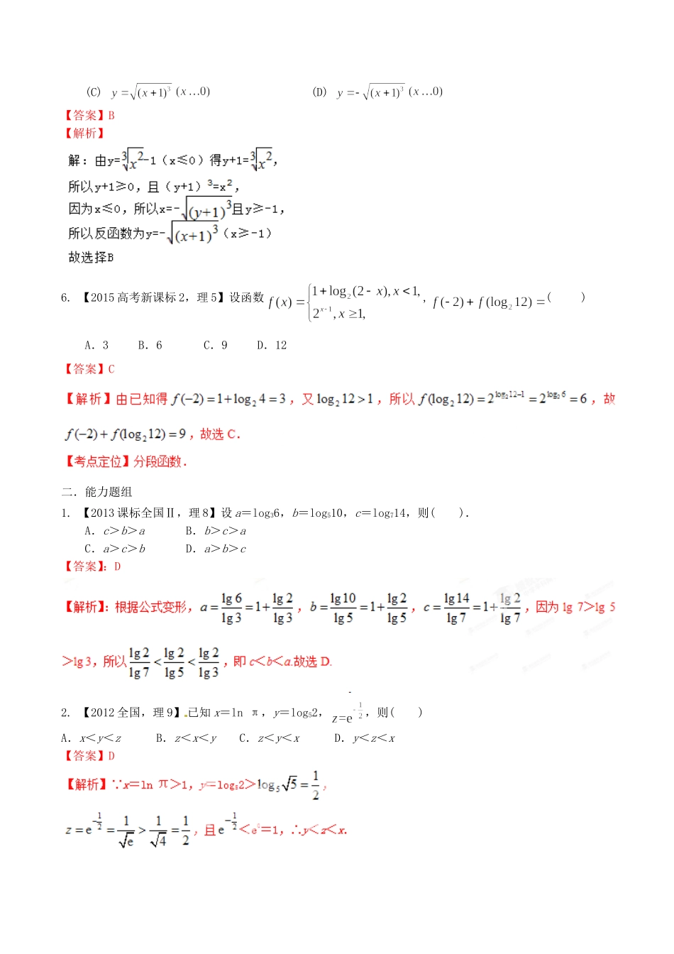 备战（新课标Ⅱ版）高考数学分项汇编 专题02 函数（含解析）理-人教版高三全册数学试题_第2页