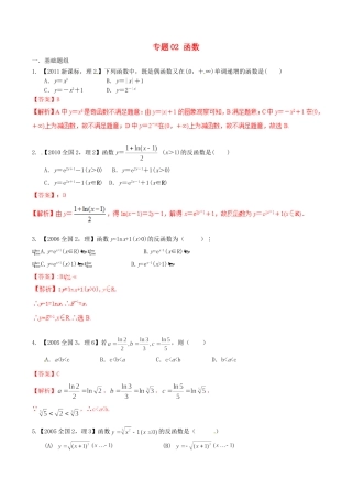 备战（新课标Ⅱ版）高考数学分项汇编 专题02 函数（含解析）理-人教版高三全册数学试题