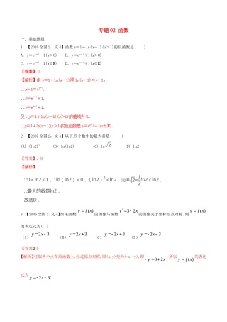 备战（新课标Ⅱ版）高考数学分项汇编 专题02 函数（含解析）文-人教版高三全册数学试题