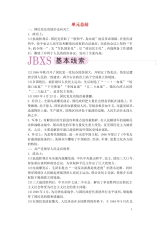 【精品】备考2011高考历史高效学习方案历史考点专项突破 第12单元总结 人民解放战争 人教版