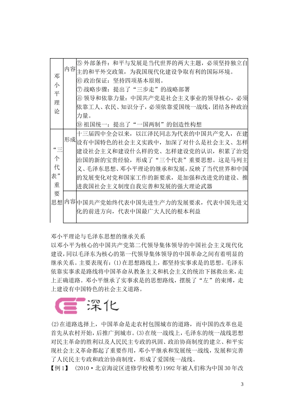 【精品】备考2011高考历史高效学习方案历史考点专项突破 有中国特色社会主义道路和“一国两制”、祖国的统一大业 人教版_第3页