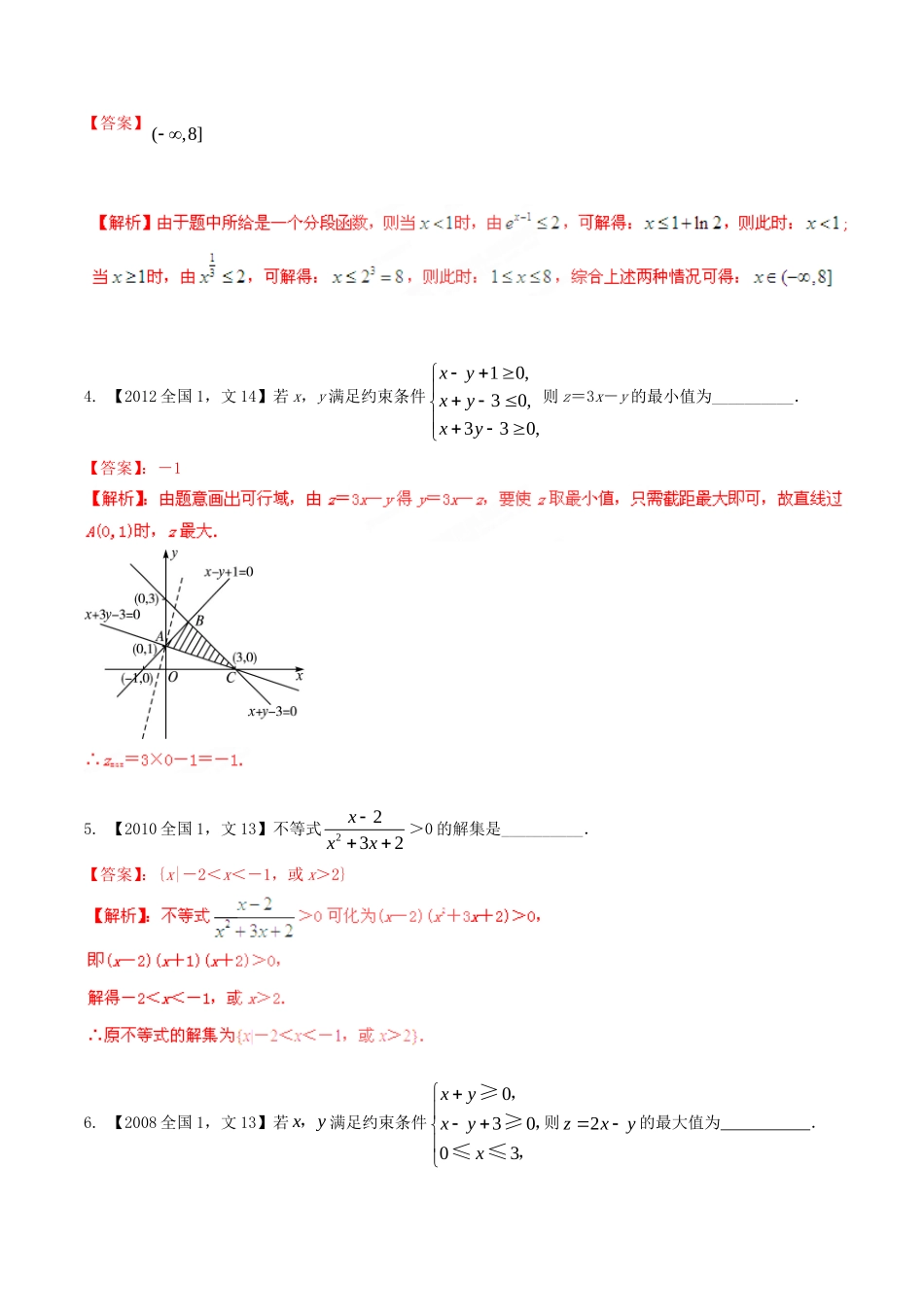 备战（新课标I版）高考数学分项汇编 专题7 不等式（含解析）文-人教版高三全册数学试题_第2页