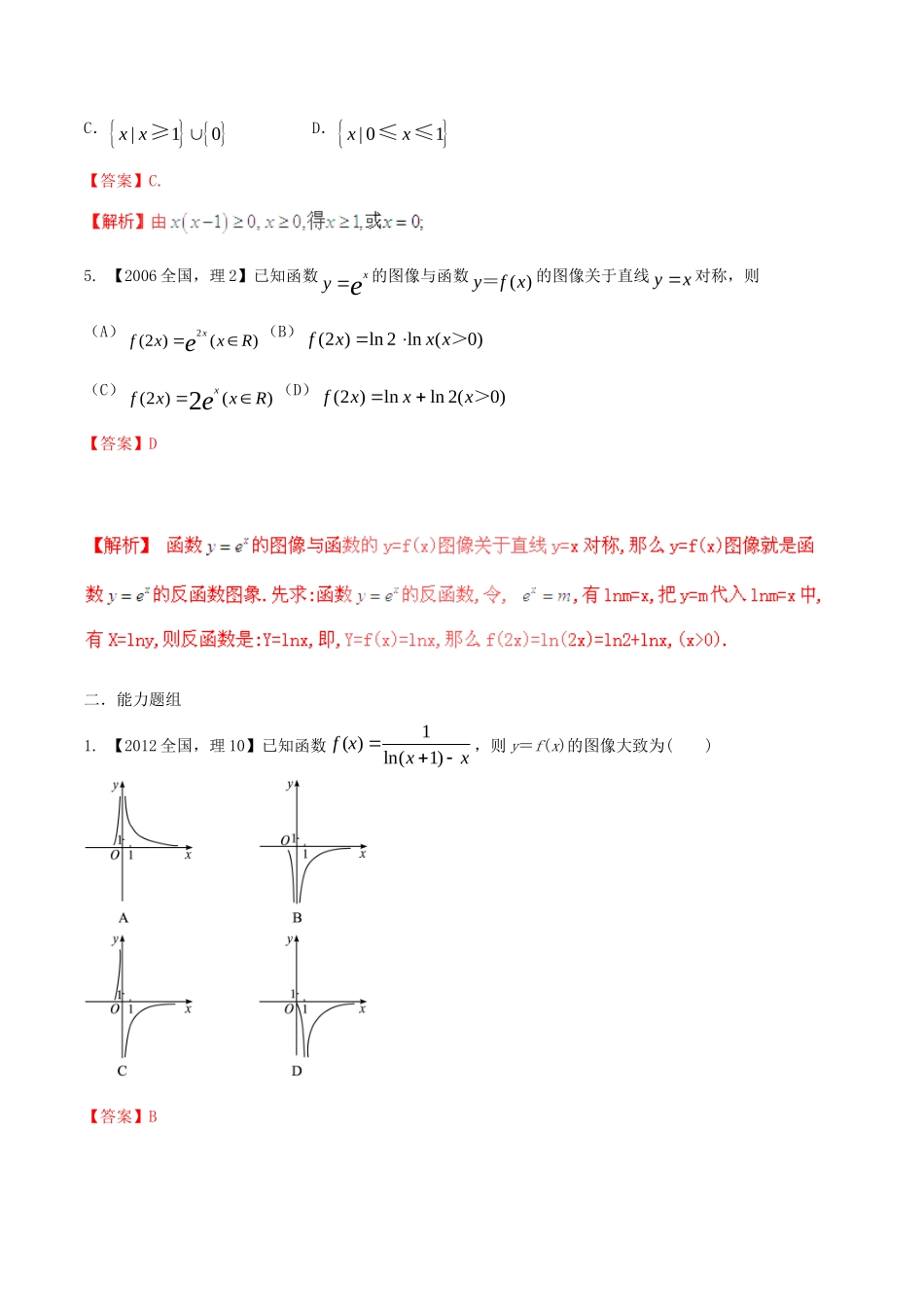 备战（新课标I版）高考数学分项汇编 专题2 函数（含解析）理-人教版高三全册数学试题_第2页