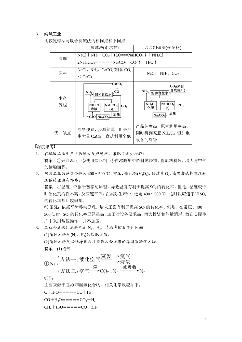 【步步高】（新课标）2015届高考化学一轮复习 第1讲 化学与工农业生产教案（含解析）新人教版选修2_第2页