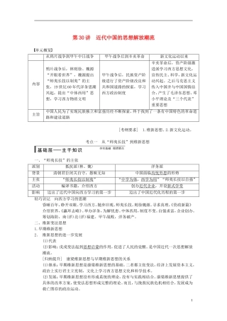 【步步高】（广东专用）2015届高考历史大一轮复习讲义 第30讲 近代中国的思想解放潮流（含广东高考调研题组，含必背要语）新人教版 