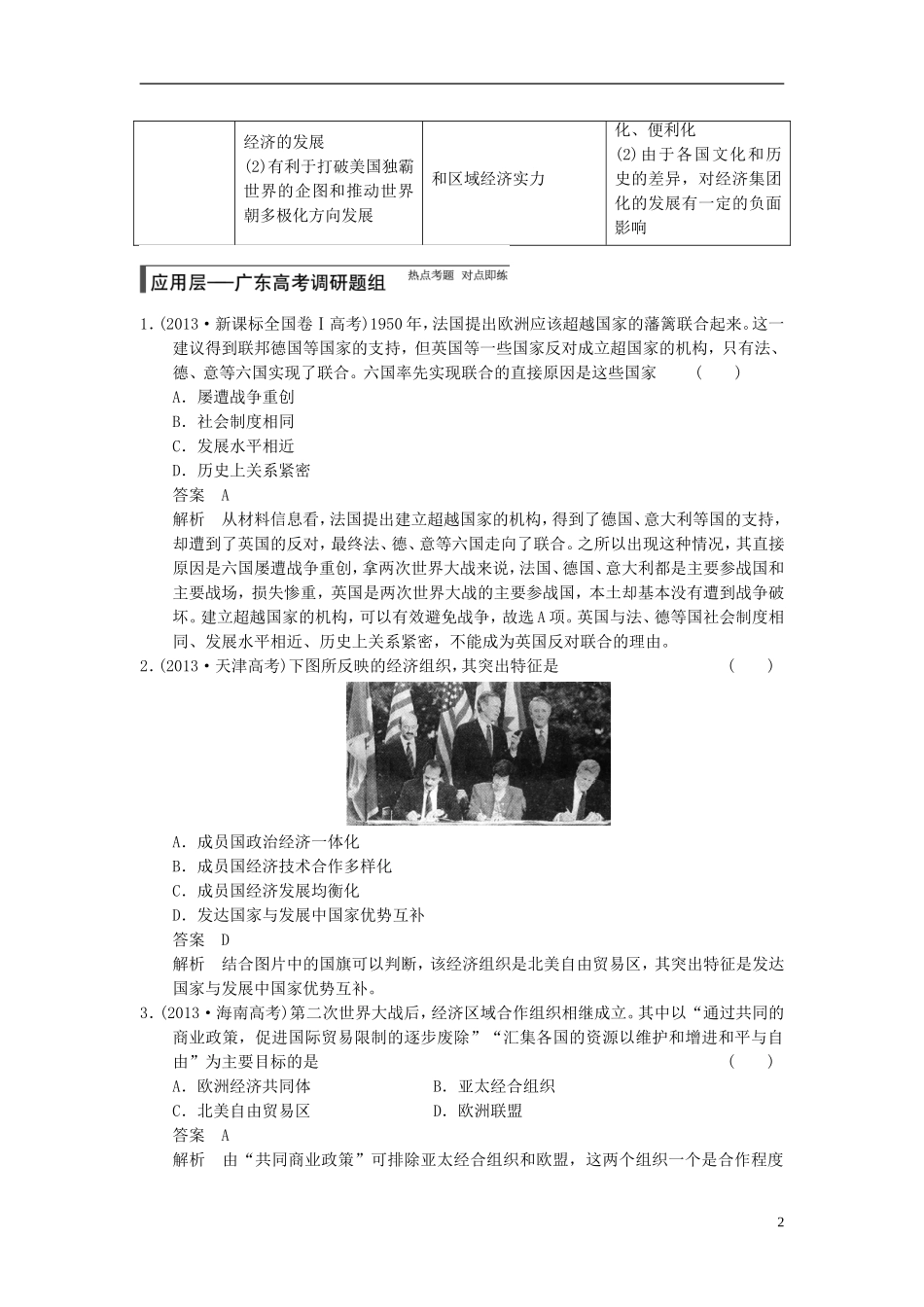 【步步高】（广东专用）2015届高考历史大一轮复习讲义 第25讲 世界经济的区域集团化和全球化趋势（含广东高考调研题组，含必背要语）新人教版 _第2页