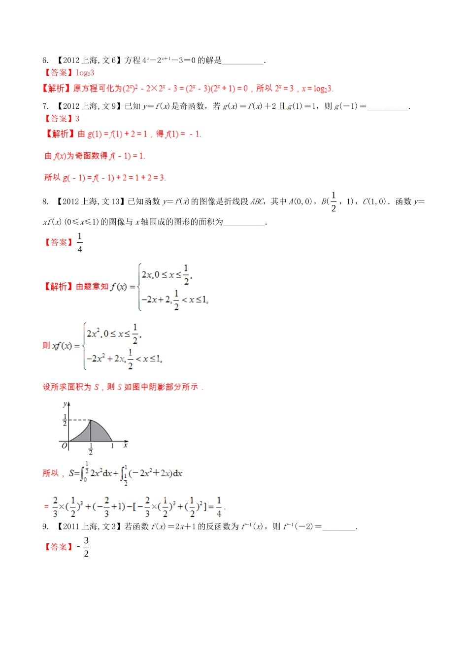 备战（上海版）高考数学分项汇编 专题02 函数（含解析）文-上海版高三全册数学试题_第2页