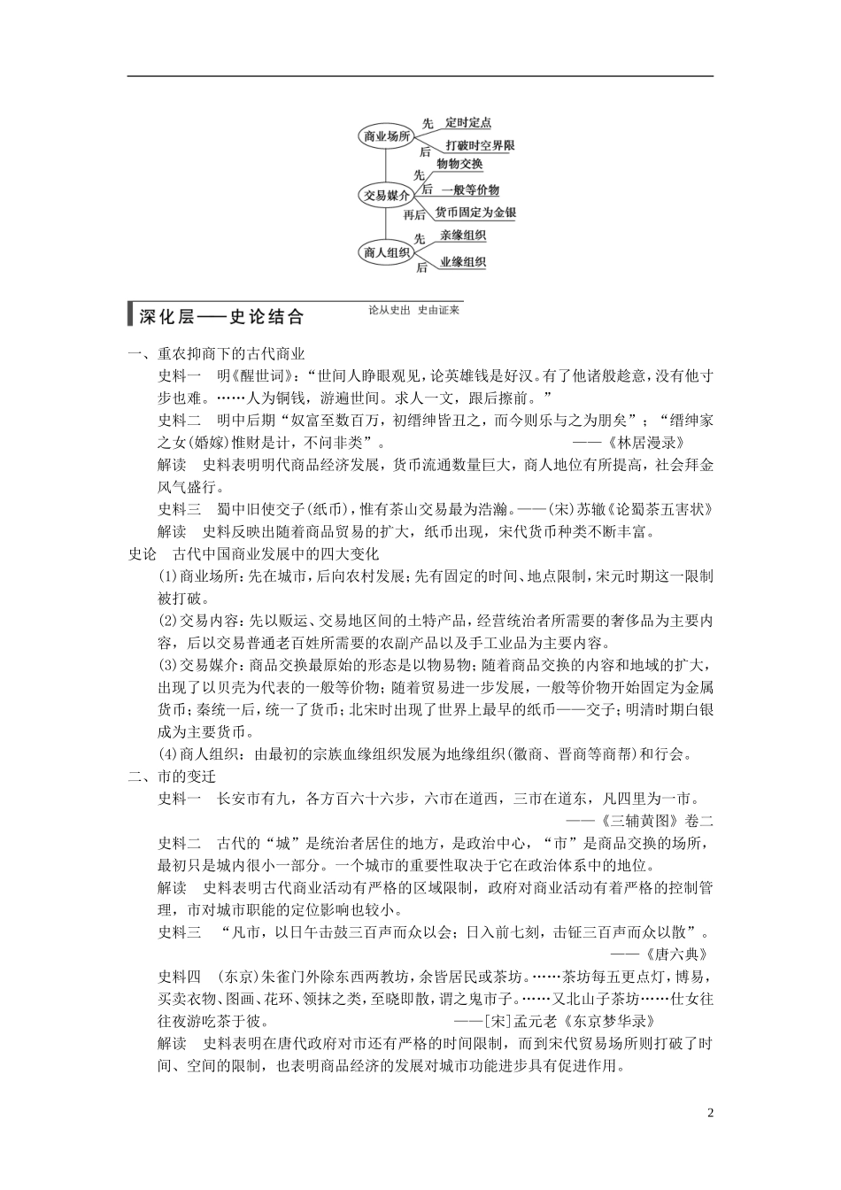 【步步高】（广东专用）2015届高考历史大一轮复习讲义 第15讲 古代商业的发展和经济政策（含广东高考调研题组，含必背要语）新人教版 _第2页