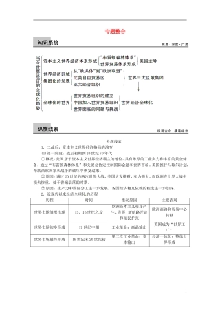 【步步高】（四川专用 通史版）2015届高考历史一轮总复习 专题十七 第二次世界大战后世界经济的全球化趋势专题整合