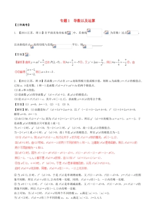 备战高考数学（精讲精练精析）专题3.1 导数及运算试题（江苏版）（含解析）-江苏版高三全册数学试题