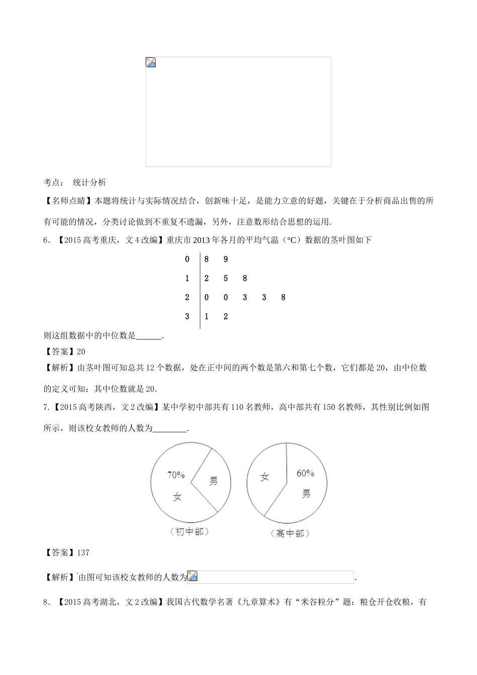 备战高考数学（精讲精练精析）专题11.2 统计与统计案例试题（江苏版）（含解析）-江苏版高三全册数学试题_第3页
