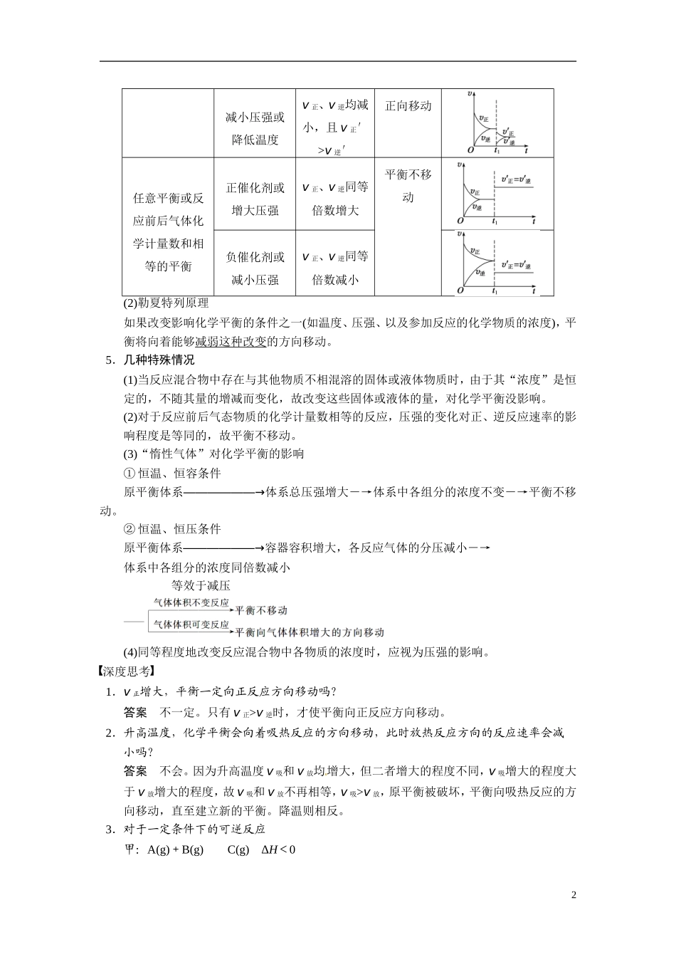 【步步高】2015届高考化学大一轮复习 专题七 第3讲 化学平衡的移动（含解析）_第2页