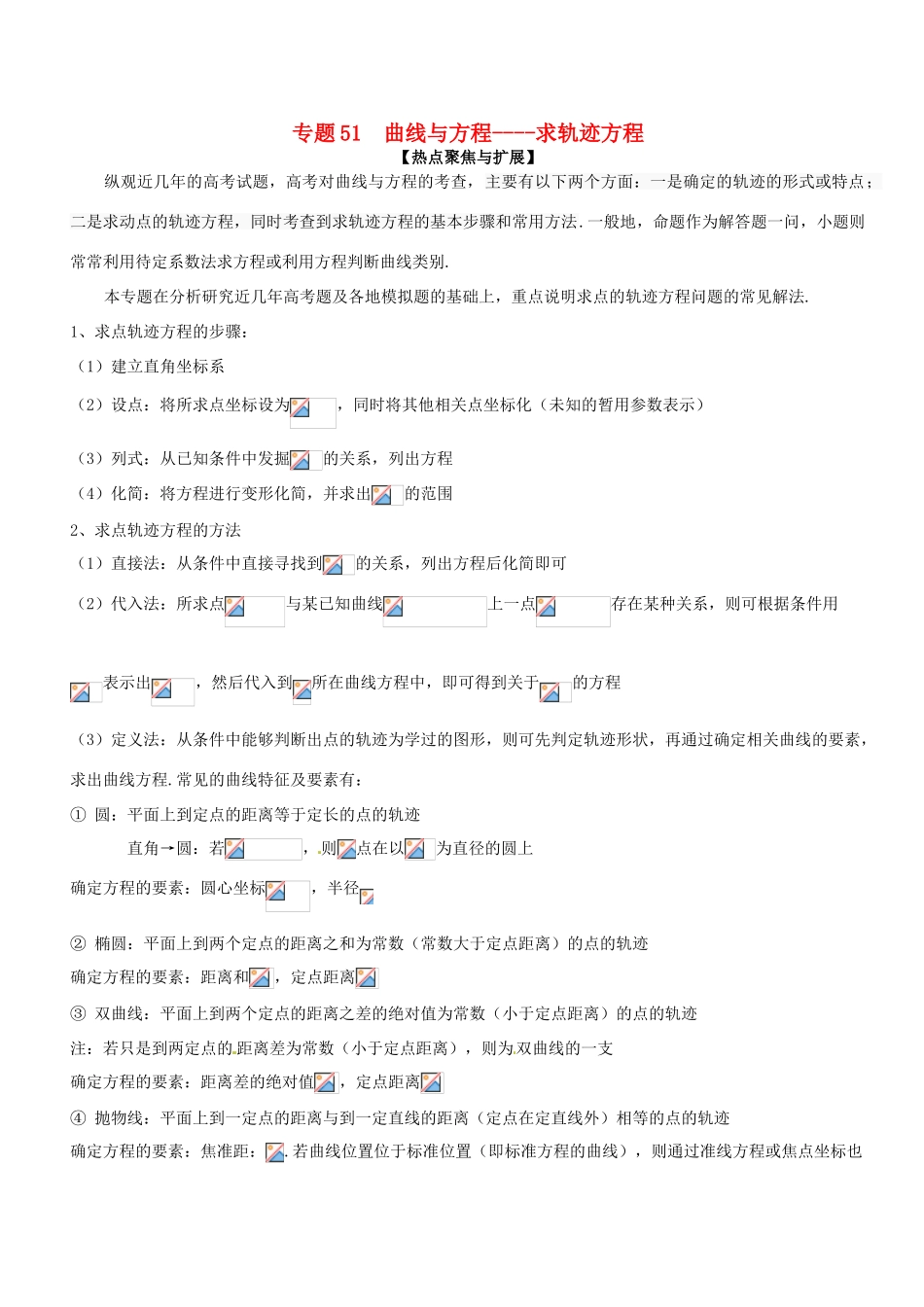 备战高考数学大一轮复习 热点聚焦与扩展 专题51 曲线与方程——求轨迹方程-人教版高三全册数学试题_第1页
