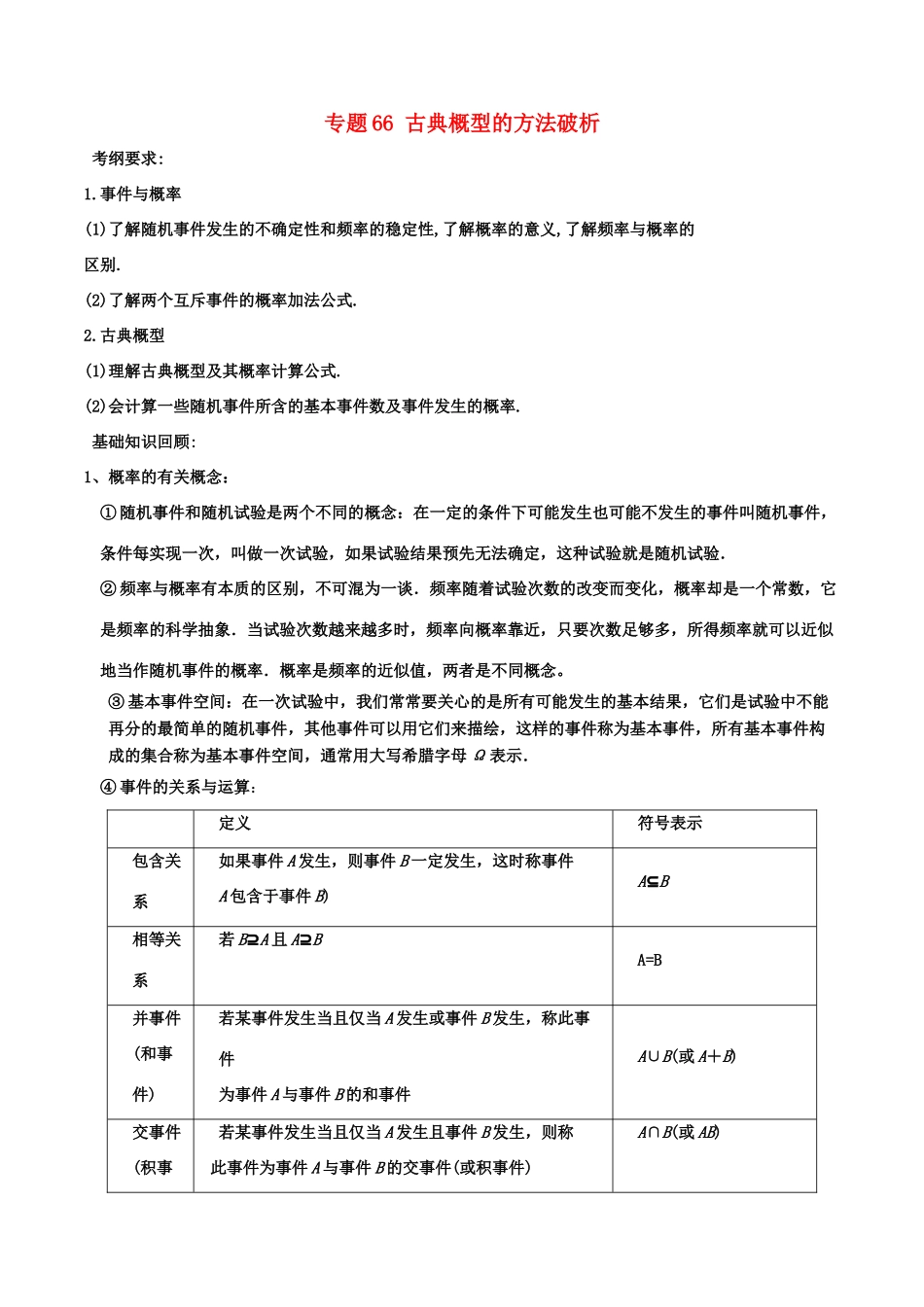 备战高考数学一轮复习（热点难点）专题66 古典概型的方法破析-人教版高三全册数学试题_第1页