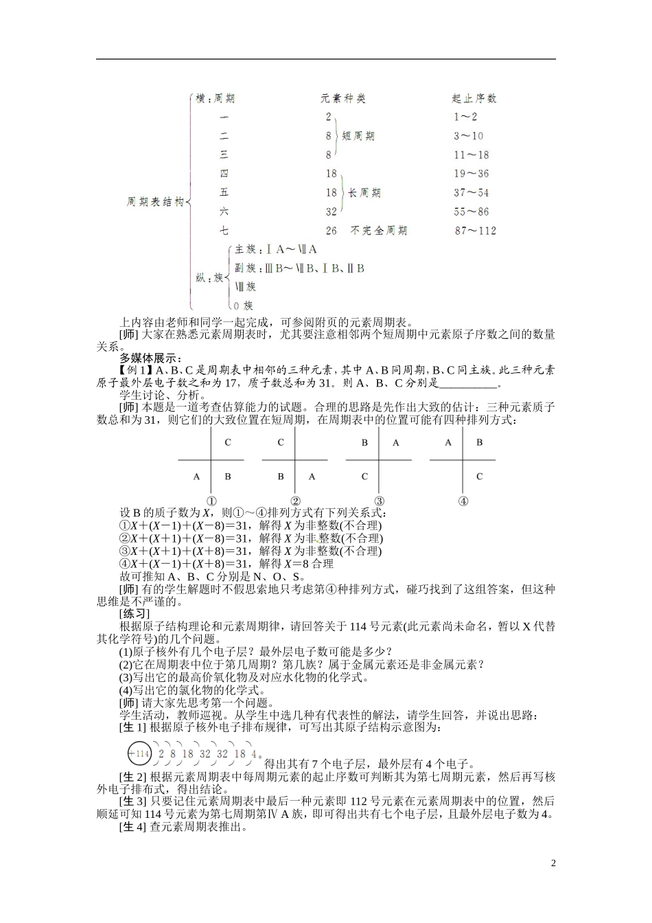 【志鸿优秀教案】2013-2014学年高中化学 第一章 物质结构 元素周期律复习第2课时教案 新人教版必修2_第2页